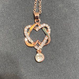 Double Heart CZ Pendant and Chain